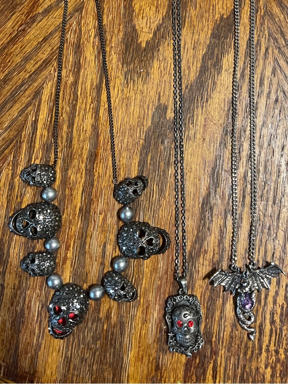 Goth Skull Statement Necklaces and dragon necklace